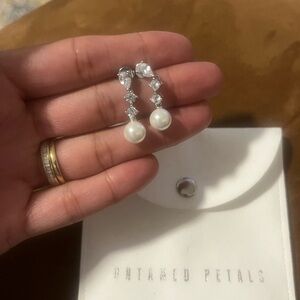 Untamed Petals Silver and White Pearl Earrings